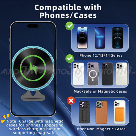 Trenzia™ |Magnetic Wireless Charging Car Phone Holder 15W – حامل هاتف سيارة بشحن لاسلكي مغناطيسي ١٥ واط