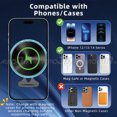 Trenzia™ |Magnetic Wireless Charging Car Phone Holder 15W – حامل هاتف سيارة بشحن لاسلكي مغناطيسي ١٥ واط