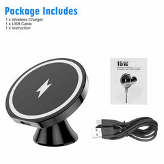 Trenzia™ |Magnetic Wireless Charging Car Phone Holder 15W – حامل هاتف سيارة بشحن لاسلكي مغناطيسي ١٥ واط